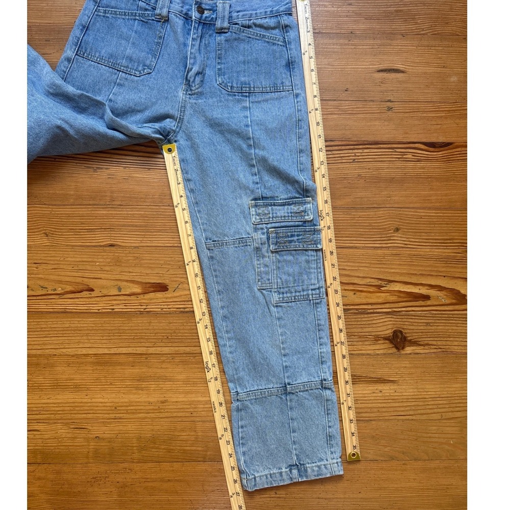 Lioness Cargo Jeans Women Light Blue Excellent High Rise Straight Leg SIZE M - Picture 7 of 8